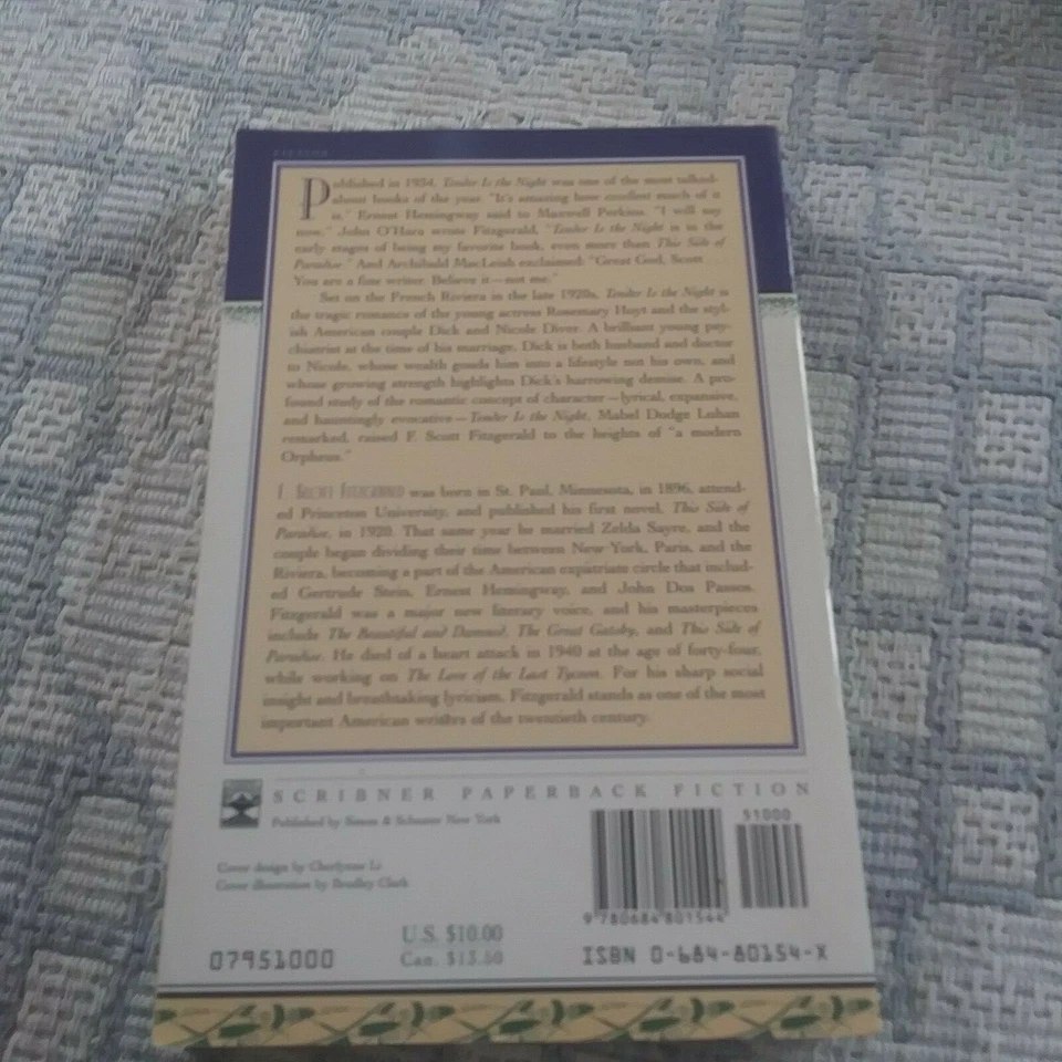 Tender is the Night by F. Scott Fitzgerald 1982 paperback Foto 2 de 2