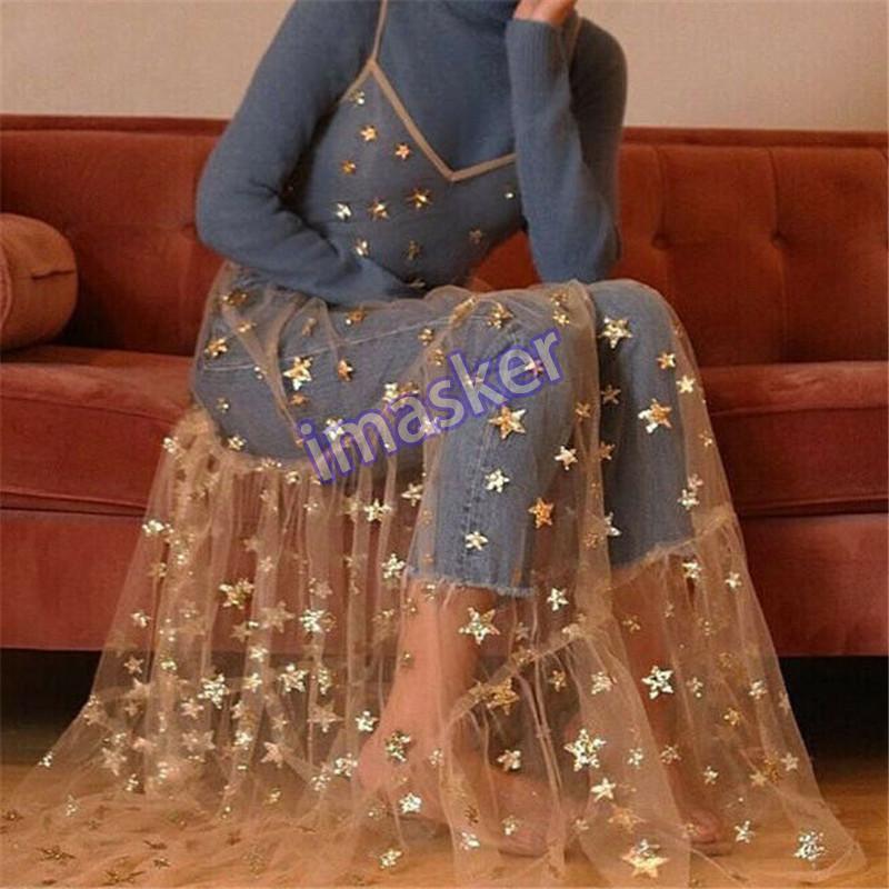Women Tulle Dress Long Spaghetti Straps Cover Up Mesh Sheer See Through  Dresses | eBay