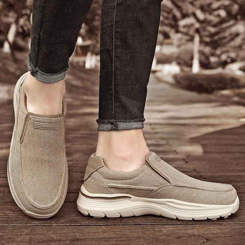 Men Canvas Shoes Fashion Men's Casual Shoes Light Non-slip Loafer Washed Denim - Picture 3 of 15