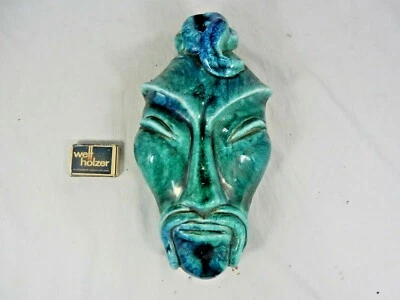 Beautiful glazed Art Déco Design pottery wall mask Wandmaske Asiate 25 cm  - Bild 1 von 4