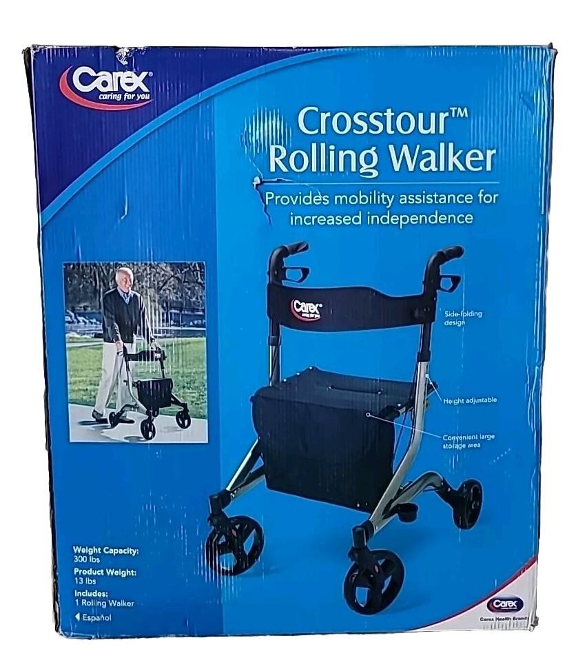 Carex Crosstour Rolling Walker Rollator with Seat Folding 300lb Capacity eBay