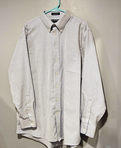 Stafford Essentials Men's Oxford Shirt Blue/White Stripe Neck-17.5 Sleeve-36/37 - Picture 2 of 4