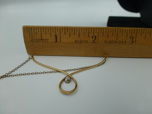 Vintage AVON 14k gold filled loop necklace w/diamond The Collection about 16 in - Picture 8 of 8
