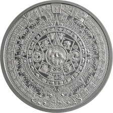 Aztec Calendar Stone GSM - 2 oz 999 Silver Round 95.50 per troy oz