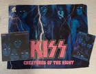 LOT OF 3 KISS CREATURES OF THE NIGHT LP RECORD 1982 VG+ + BANNER & METAL SIGN