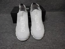 NEW Valentino Queenie Logo Slip On Sneaker Silver Women's Size 8 SS79 
