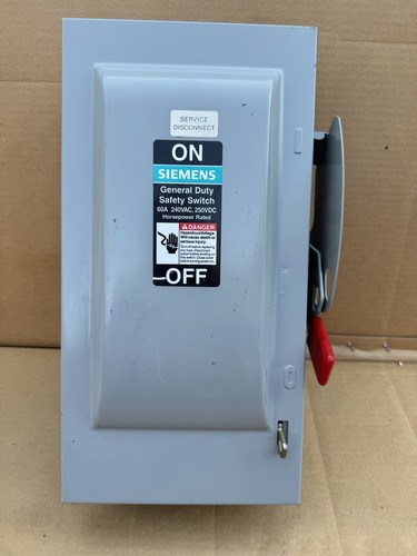 SIEMENS GF222N SICHERUNGSSICHERUNG INNEN TRENNSCHALTER SICHERHEITSSCHALTER 1 PHASE 60 AMP 240 VOLT