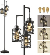 70" Industrial Floor Lamp Stepless Dimmable Standing Lamp W/ 3 Bulbs Farmhouse
