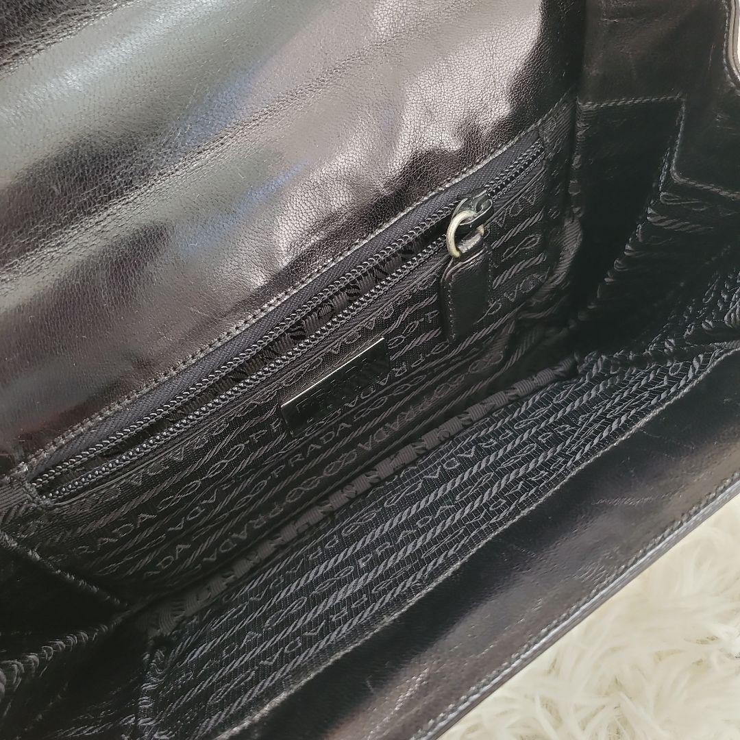 Excellent Condition PRADA All Leather Shoulder Bag Black Vintage thumbnail 13