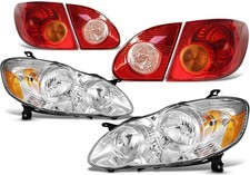 Headlight Tail Lights for Corolla 2003-2008 Chrome Amber Clear Lens