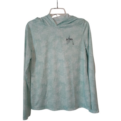 Guy Harvey Ladies Mint Green Hooded Long Sleeve Performance Fishing Shirt M