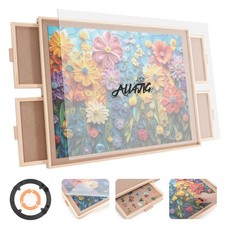 1500 Pieces Rotating Puzzle Board with 4 Drawers and Cover,25"x34" Portable W...
