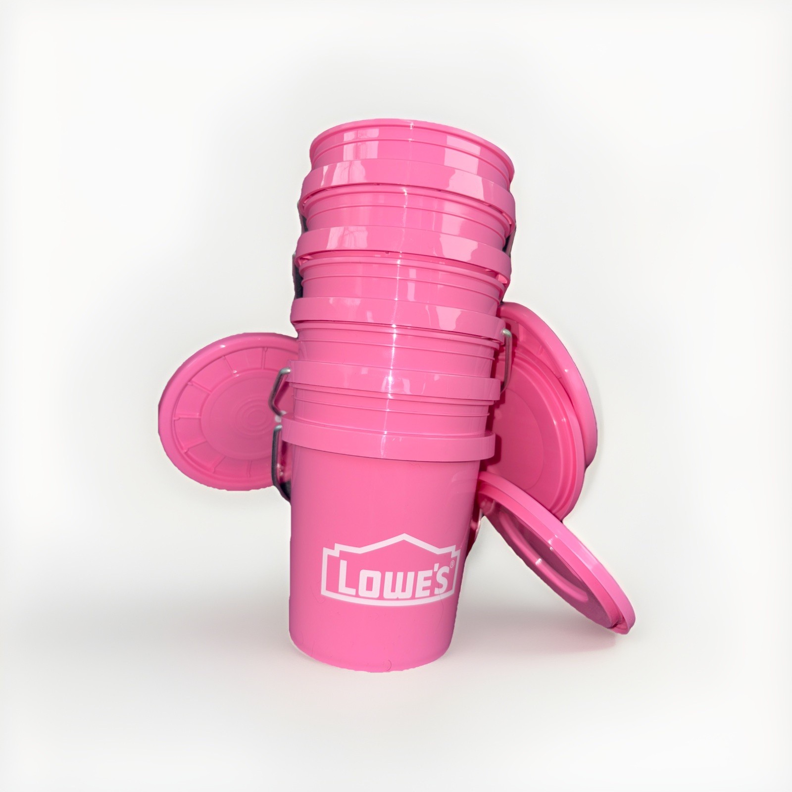 lowes Pink mini Bucket Lot of 5