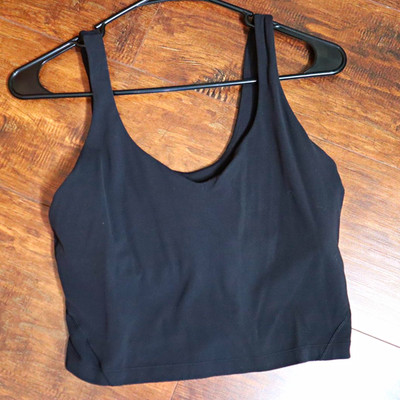 Lululemon Align Tank Women s Black cropped V neck tank top size 8 
