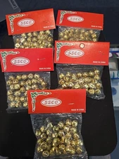 5 NEW VINTAGE BAGS OF 36 GOLD MINI Metal Jingle Bells Christmas TOP LOOP JEWELRY