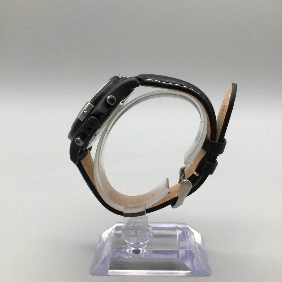 Timberland Watch Chronograph 43mm Mens Aluminum Black Leather Band New Battery - Image 3 of 4