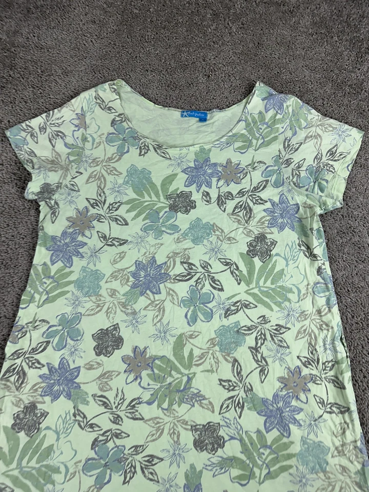 Vestido Fresh Produce Mujer XL Verde Floral Manga Corta Túnica Hecho en EE. UU. Playa Foto 3 de 4