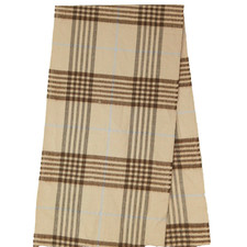 Plaid Scarf Khaki Beige Tan Brown Blue Winter 12 x 72" Acrylic Cashmere Feel