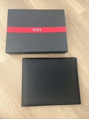 Tumi Leather Portfolio Black Resume Business Card Holder Luxury Notepad NWT