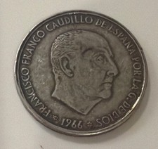 Spain 100 Pesetas 1966 Circulated Coin Francisco Franco 90% Silver 