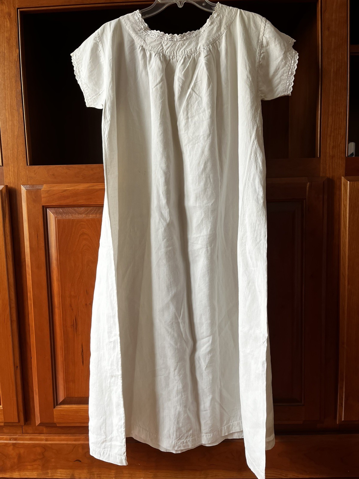 Antique French Pure 100% Linen Night Gown Dress H… - image 10