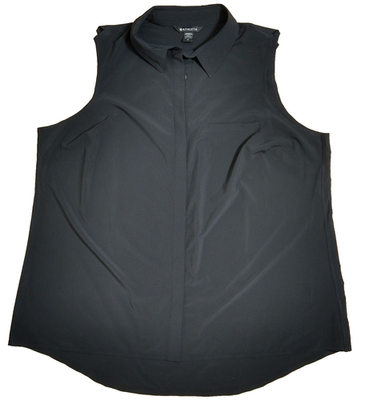 #ad Athleta Black Tank Urbanite II Sleeveless Full Button Collared Shirt Top 1X $37.99