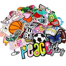 60pcs Random Assorted Styles Embroidered Iron on Patches, DIY Sew Applique Re...