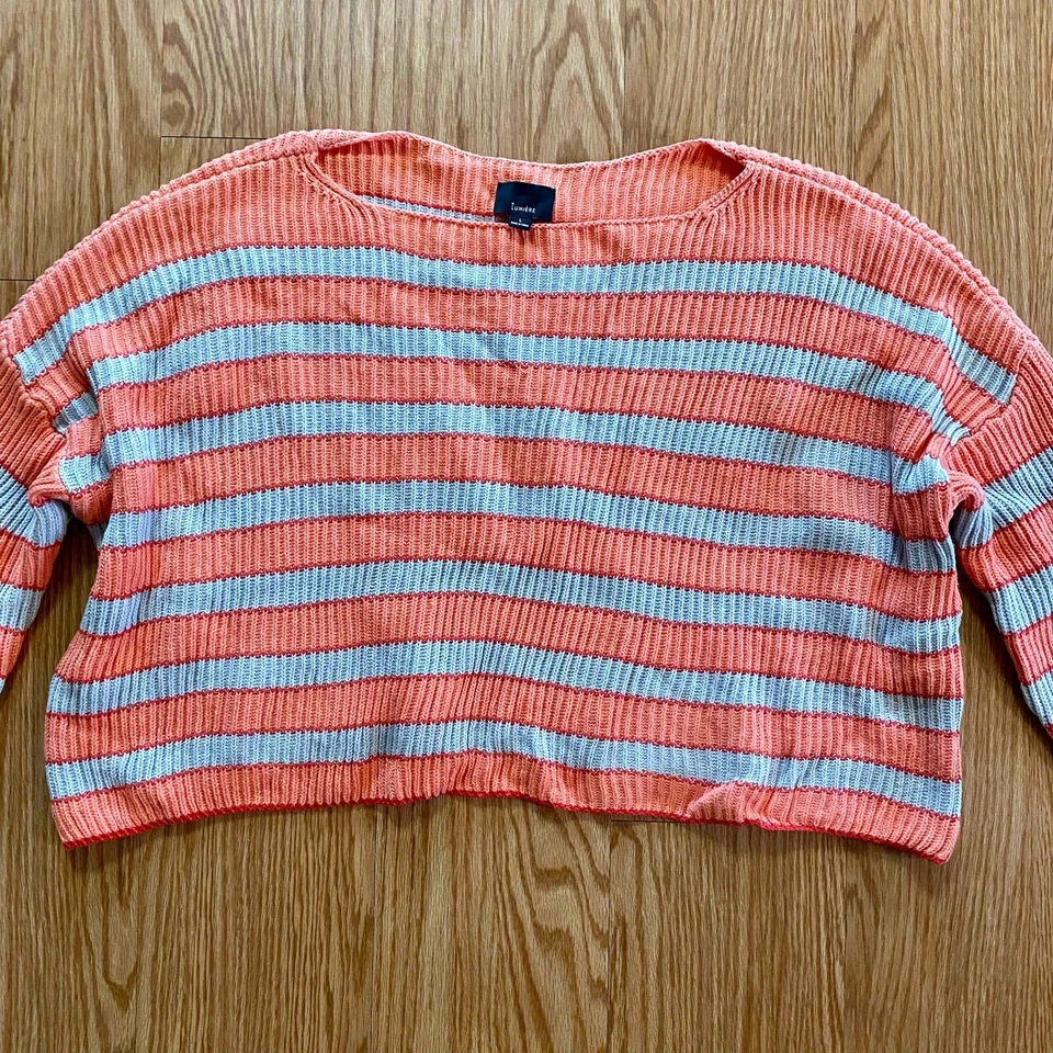 Lumiere оранжевый в полоску громоздкий вязаный свитер женщин большой - Изображение 4 из 4