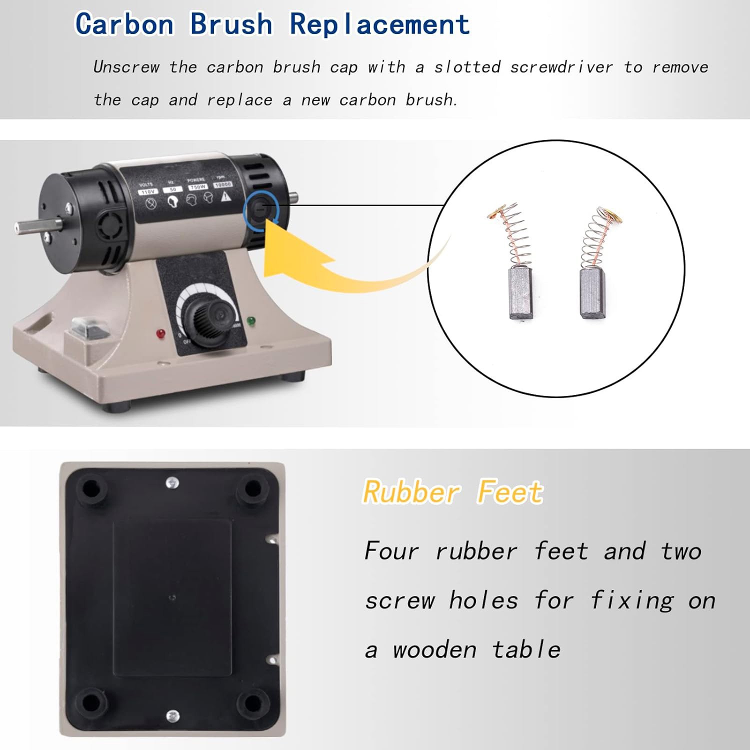 Jewelry Rock Polishing Buffer Machine Bench Lathe Polisher 750W+Accessories TM-2