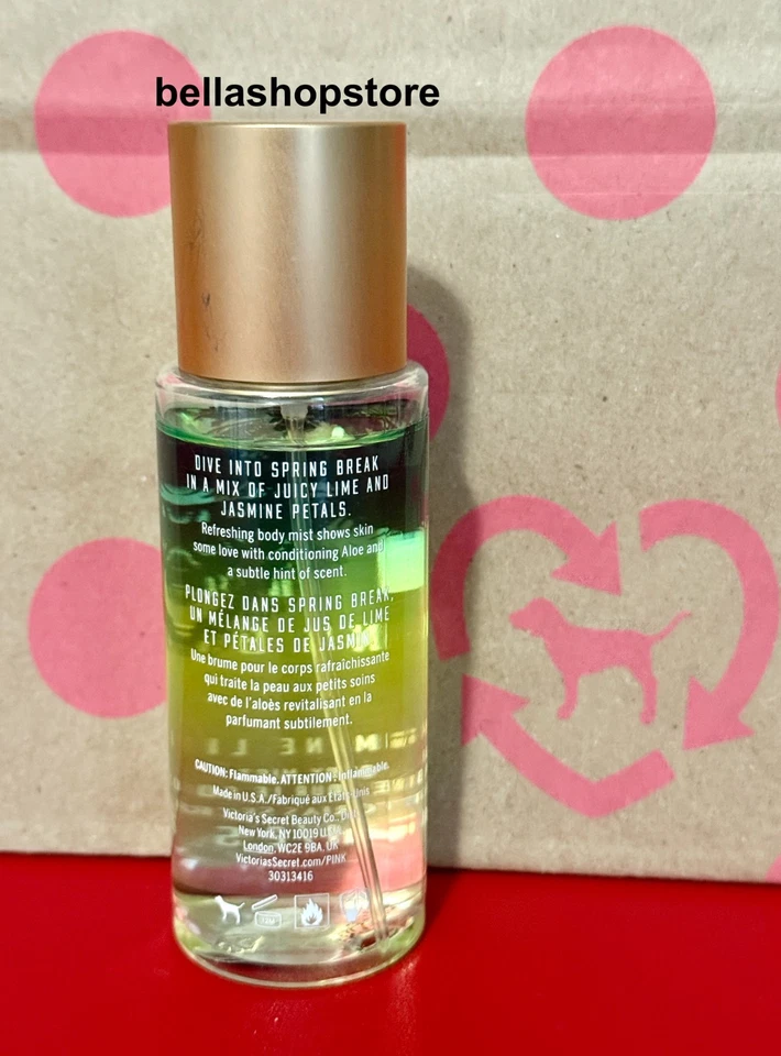 RARE Victoria's Secret Pink Spring Break Jasmine Lime Body Mist Brume 2.5 fl oz - Image 2 of 2