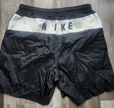 Vintage 90's Nike Spellout Black Swim Trunks XL Swoosh Pockets Mesh Lining