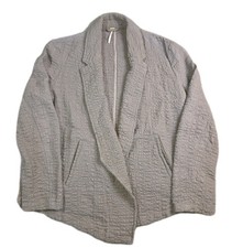 Free People Slouchy Textured Jacket M Taupe Cotton Belted Woven READ