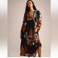 New Farm Rio by Anthropology Floral Long Sleeve Maxi Dress size small