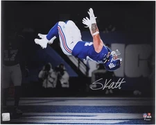 Cam Skattebo Giants Signed 16x20 2025 Week 3 TD Celebration Spotlight Photo