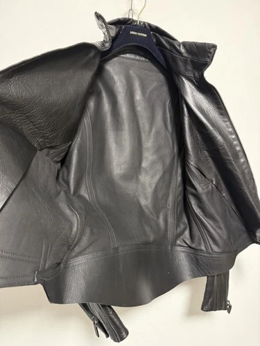 Bally Leather Jacket Mens 42 Black Made in Italy Moto Biker Zip Cuffs Lampo image 2