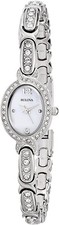 BULOVA women watch swarovski crystal Stainless Steel mother of pearl dial 96L199