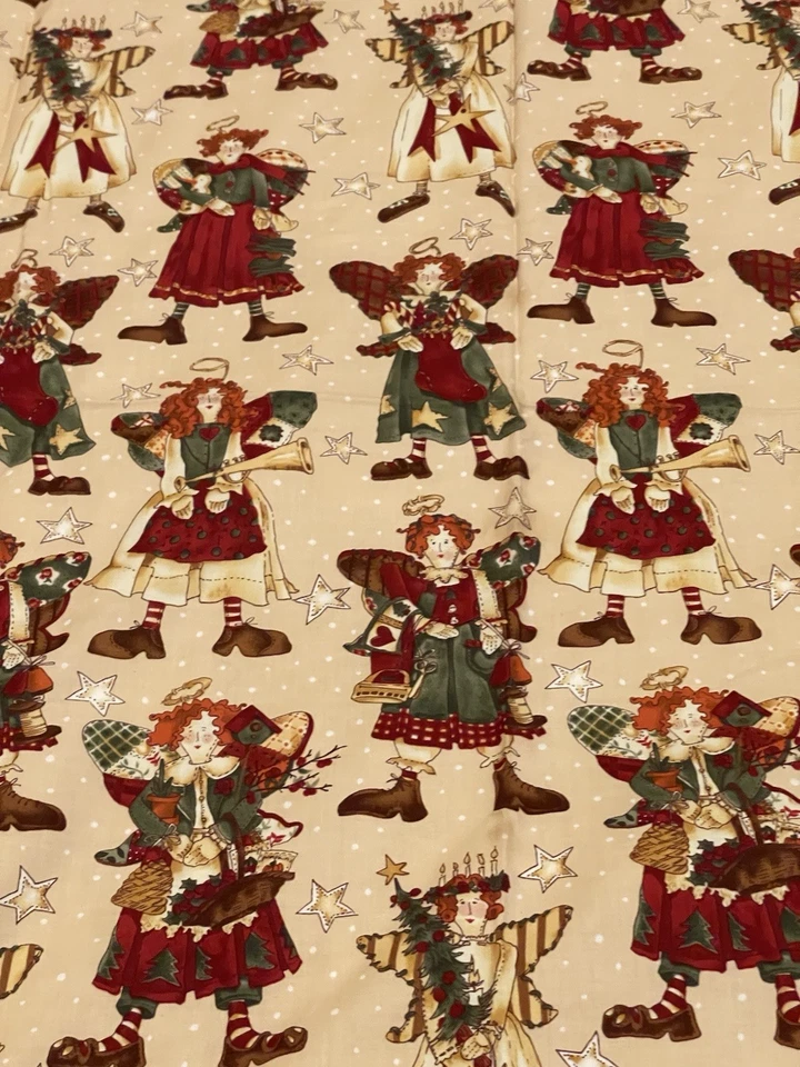 lot Alexander Henry Fabric Cotton Rag Doll Angels 1994 4 yards Mumms the word - Image 3 of 4