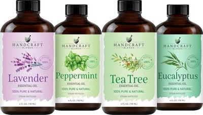 Handcraft Blends Essential Oils 4 Pack - Lavender Peppermint Tea Tree Eucalyptus