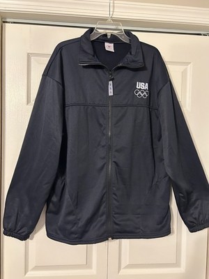 US OLYMPIC COMMITTEE Sz XXL Navy Blue Embroidered Athletic Activewear Jacket