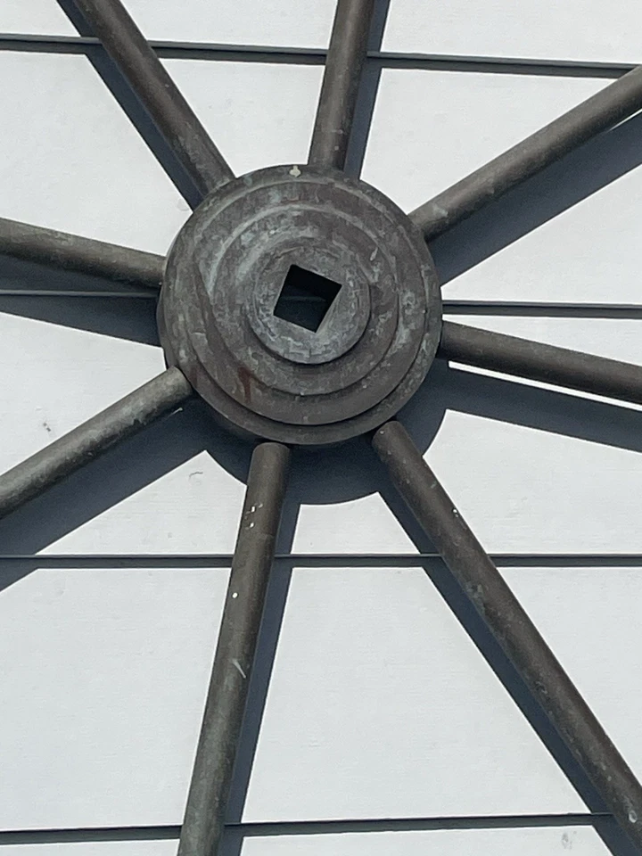 Antique Brass Ship Boat Vintage Nautical 46” Steering Wheel Large Weathered OBO - Image 2 of 4