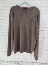 Dockers Mens Pullover Sweater Sz Lg Brown Argyle Layering Academia Preppy