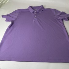 IZOD Golf Purple Solid Knit Polo Shirt Mens L Short Sleeve Button Logo