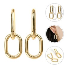 1 Pair of Geometric Hoop Ear Danglers Hoop Earrings Party Ear Dangling Pendants