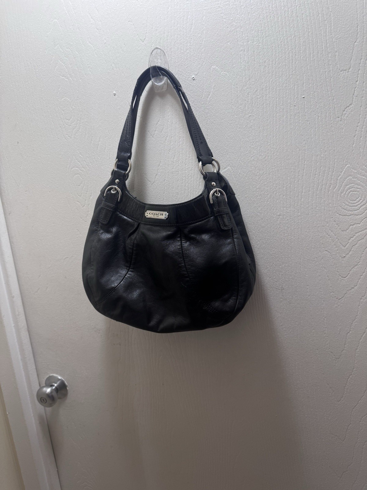 Coach Soho Leather Hobo Bag Black W/ Silver Hardware Shoulder Bag