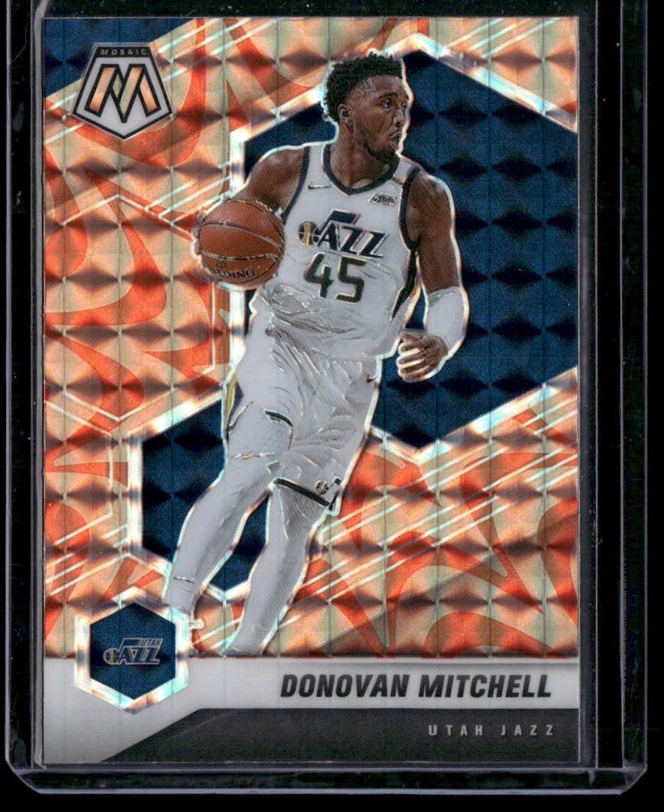 2020-21 Panini Mosaic #64 Donovan Mitchell Mosaic Reactive Orange