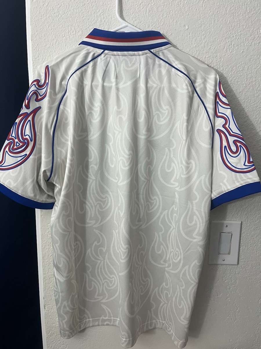 2025 Corteiz Japan Flames Football Soccer Jersey White Size M