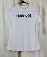 Hurley Women's Short Sleeve Swim Shirt Rashguard White SIze Medium