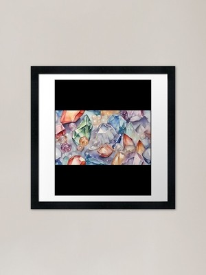 Bunte Kristalle und Edelsteine Muster gerahmt Wandbild Poster Leinwanddruck Bild