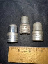 S-K Wayne 9/16” Sockets 1/2 Drive 6 Point 3 Total! Used