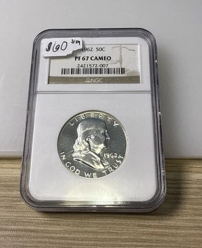 1962 Franklin Half Dollar NGC PF 67 Cameo #3401